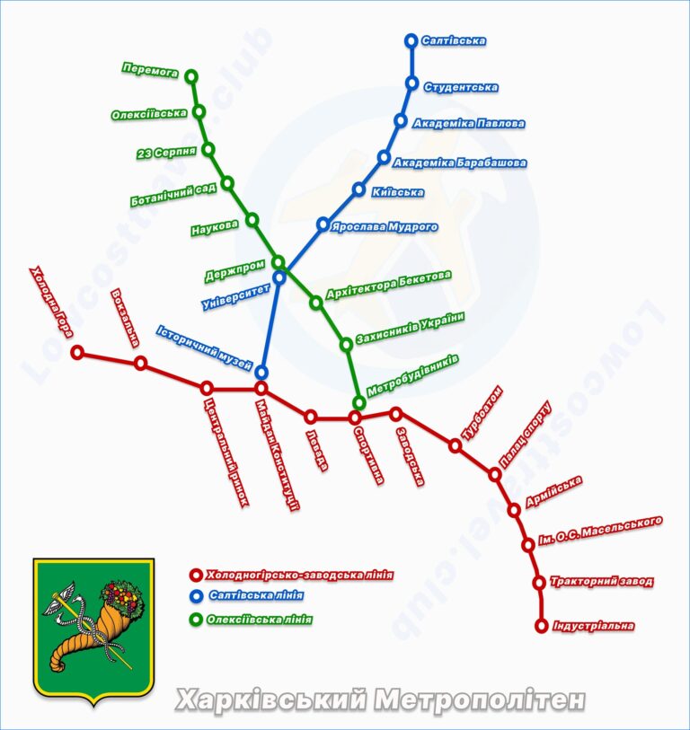 Любительська схема Харківського метрополітену, що є актуальною сьогодні.