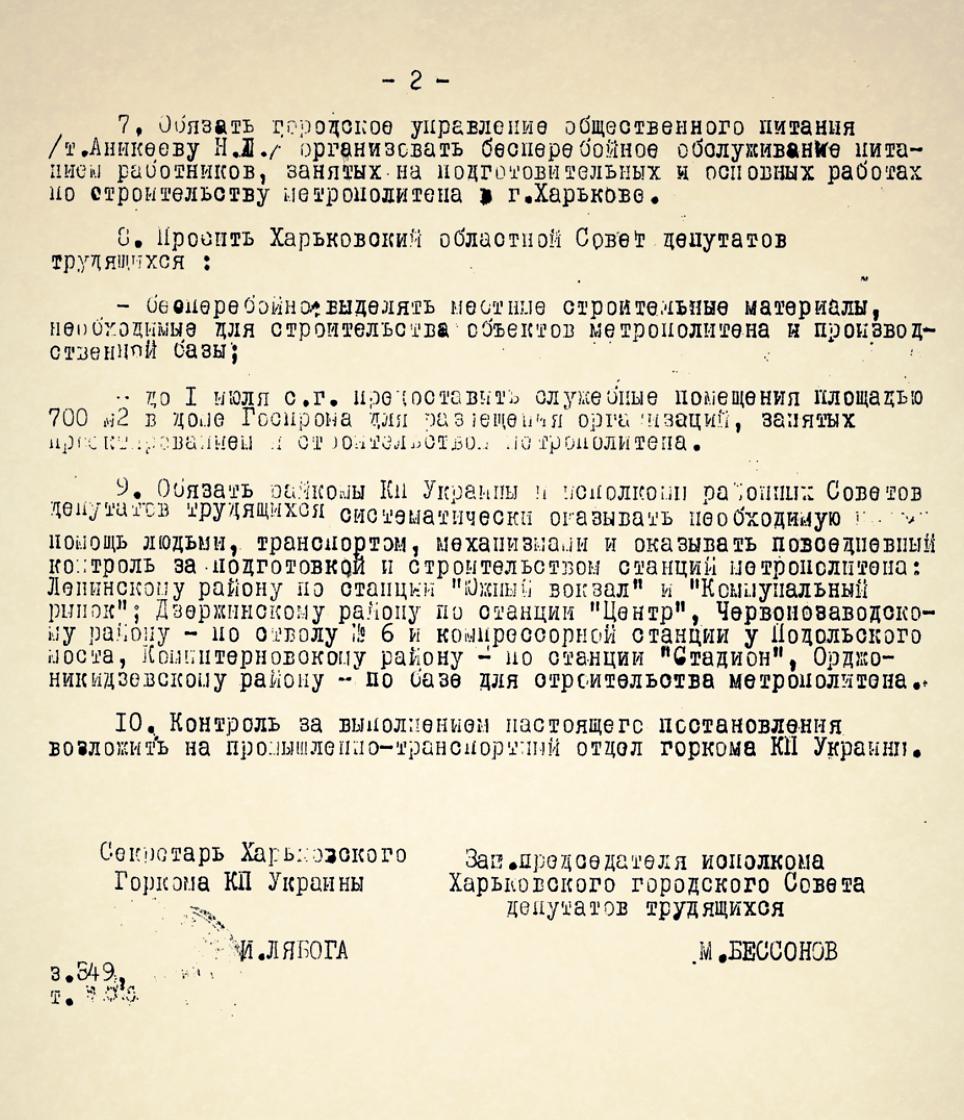 История Харьковского метрополитена. Постановление о начале строительства